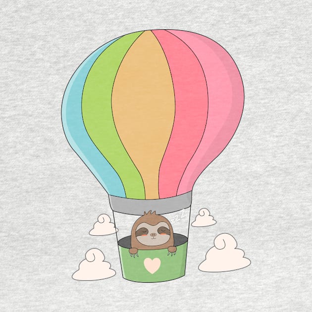 Cute Hot Air Ballon Sloth T-Shirt by happinessinatee